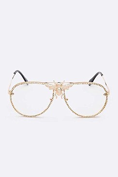 Pack of 12 Rhinestones Aviator Bee Accent Gradient Sunglasses