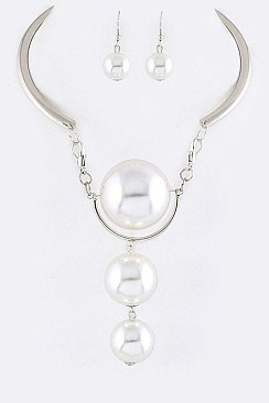 MIXED PEARLS COLLAR NECKLACE SET