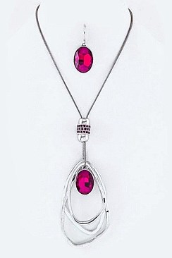DROP & HOOPS CRYSTAL PENDANT NECKLACE SET