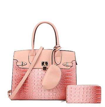 3 IN 1 Crocodile Padlock Accent Satchel Set