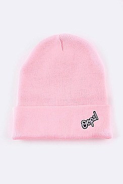 Trendy OOPS Patch Cuff Rib Beanie LA-MKH35130