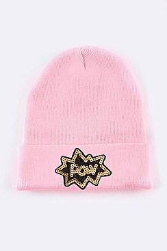 Trendy POW Sequins Patch Iconic Beanie LA-MKH3516P