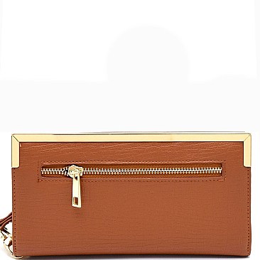 PJ5010W-LP Hardware Accent Textured Wristlet Wallet