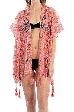 TASSEL ROSE KIMONO CARDIGAN