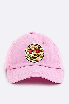 Sequined Emoji Patch Denim Cap LA-EMH0959N