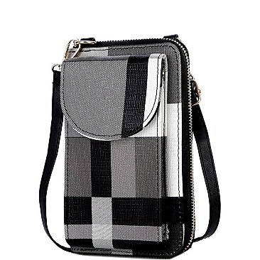 PLAID CELLPHONE HOLDER/WALLET CROSS BODY