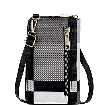 PLAID CELLPHONE HOLDER/WALLET CROSS BODY