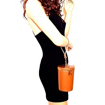 Wrist Handle Accent Barrel-Shaped Shoulder Bag MH-PL0266