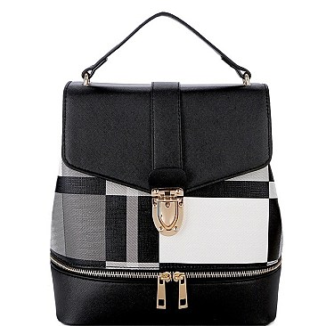CHECKER PRINTED BACKPACK