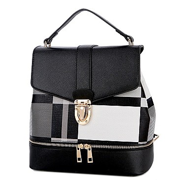 CHECKER PRINTED BACKPACK