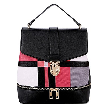 CHECKER PRINTED BACKPACK