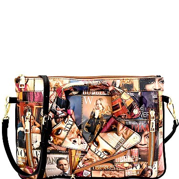 PM020-LP Magazine Print Patent Moto Jacket Design Clutch Multi