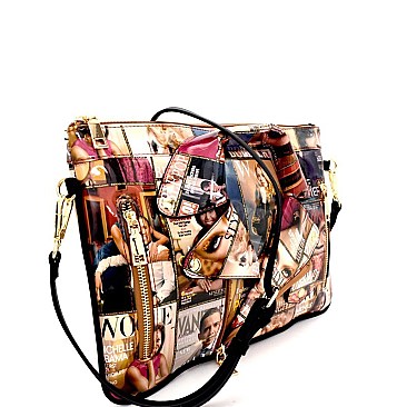 PM020-LP Magazine Print Patent Moto Jacket Design Clutch Multi