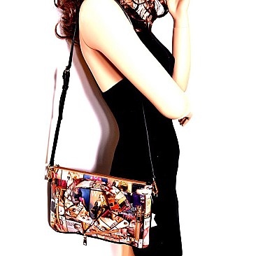 PM020-LP Magazine Print Patent Moto Jacket Design Clutch Multi