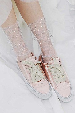 Crystal Accent Lace Ankle Socks LA-ESA7073