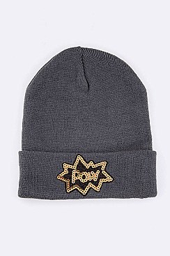 Trendy POW Sequins Patch Iconic Beanie LA-MKH3516P