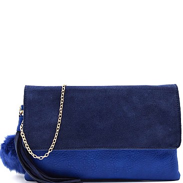 PP1172-LP Tassel and Pom Pom Accent Clutch