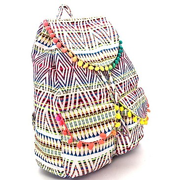 PP6468-LP Colorful Aztec Pattern Bohemian Drawstring Backpack