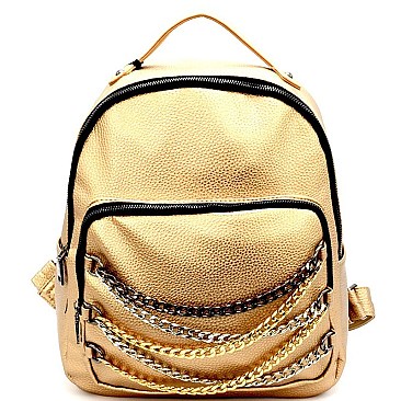 PP6478-LP Chain Accent Front Pocket Fashion Backpack