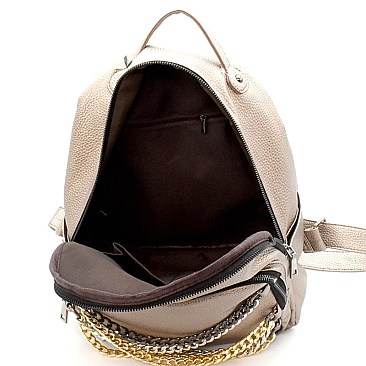 PP6478-LP Chain Accent Front Pocket Fashion Backpack