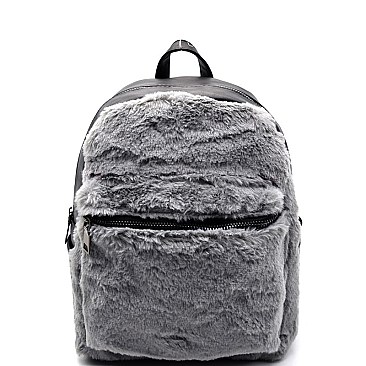 PP6502-LP Fur Accent Front Pocket Fashion Backpack