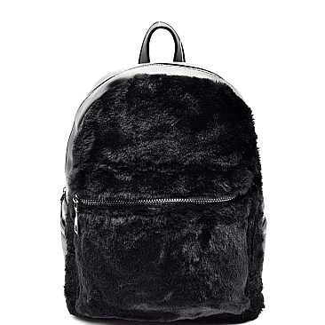PP6502-LP Fur Accent Front Pocket Fashion Backpack