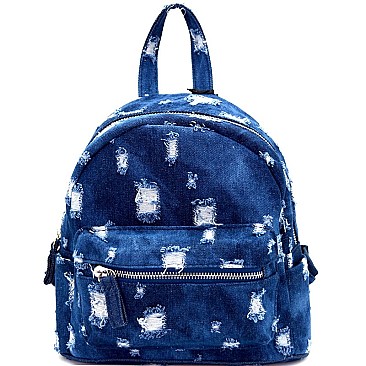 PP6521-LP Distressed Denim Fashion Backpack