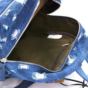 PP6521-LP Distressed Denim Fashion Backpack