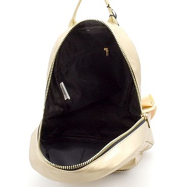 Front Pocket Faux-Leather Backpack