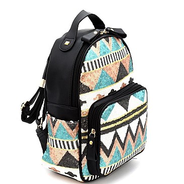 PP6542-LP Tribal Design Sequin Fashion Backpack