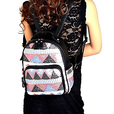 PP6542-LP Tribal Design Sequin Fashion Backpack