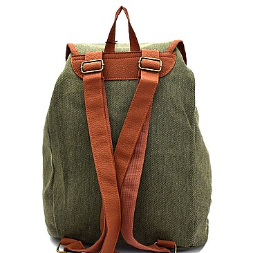 PP6595-LP Two-Tone Canvas Drawstring Fashion Backpack