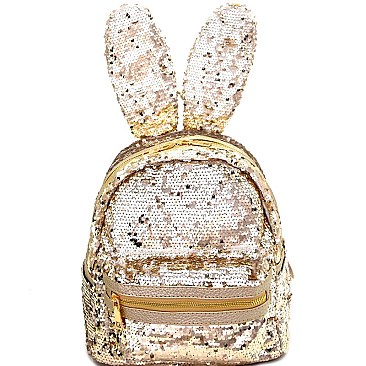 PP6605-LP Unique Bunny Ear Sequin Flashy Fashion Backpack