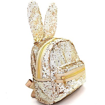 PP6605-LP Unique Bunny Ear Sequin Flashy Fashion Backpack