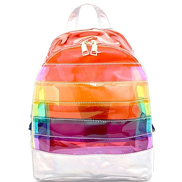 Rainbow Clear Iridescent Metallic Backpack