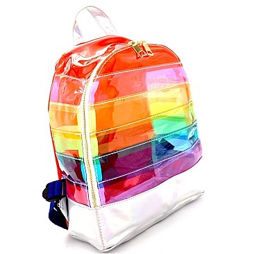 Rainbow Clear Iridescent Metallic Backpack