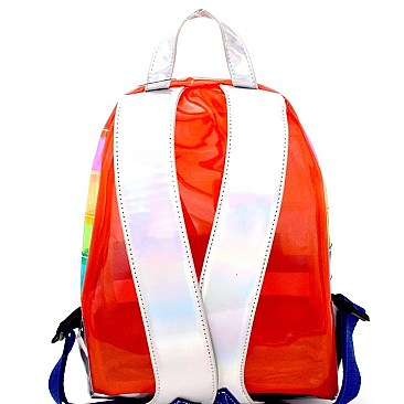 Rainbow Clear Iridescent Metallic Backpack