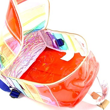 Rainbow Clear Iridescent Metallic Backpack