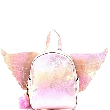 Chic Pom Pom Accent Removable Angel Wing Novelty Backpack MH-PP6746