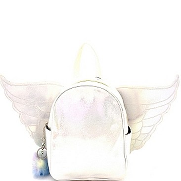 Chic Pom Pom Accent Removable Angel Wing Novelty Backpack MH-PP6746