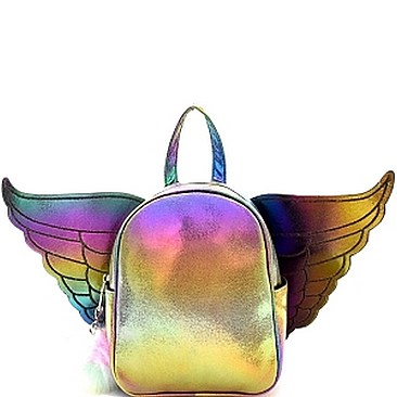Chic Pom Pom Accent Removable Angel Wing Novelty Backpack MH-PP6746