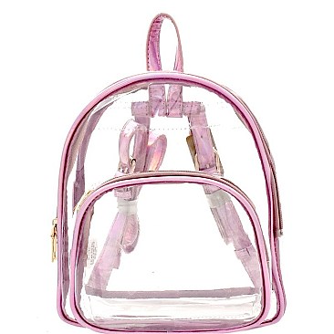 Metallic Trim Medium Clear Backpack