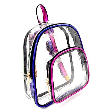 Metallic Trim Medium Clear Backpack