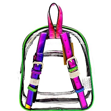 Metallic Trim Medium Clear Backpack