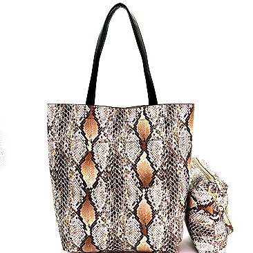 Snake Print 2 in 1 Tall Shopper Tote MH-PP6866