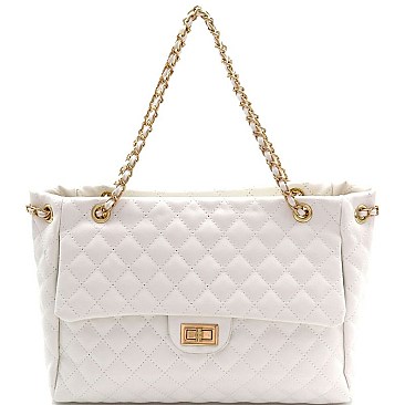 Turn-Lock Quilted Large Tote