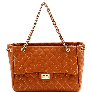 Turn-Lock Quilted Large Tote