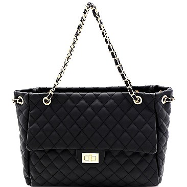 Turn-Lock Quilted Large Tote
