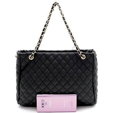 Turn-Lock Quilted Large Tote