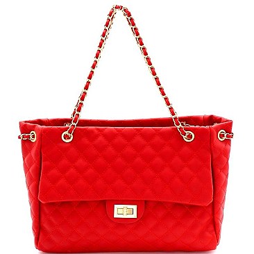 Turn-Lock Quilted Large Tote